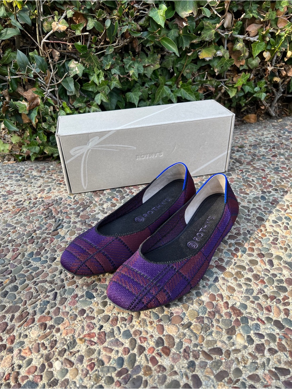 Rothy’s square flat - Purple Plaid Women's Shoes